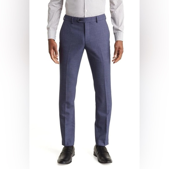 NWT Original Penguin Men’s Dress Pants Blue Shark Wool Slim Fit Stretch 36x32 - Picture 1 of 16